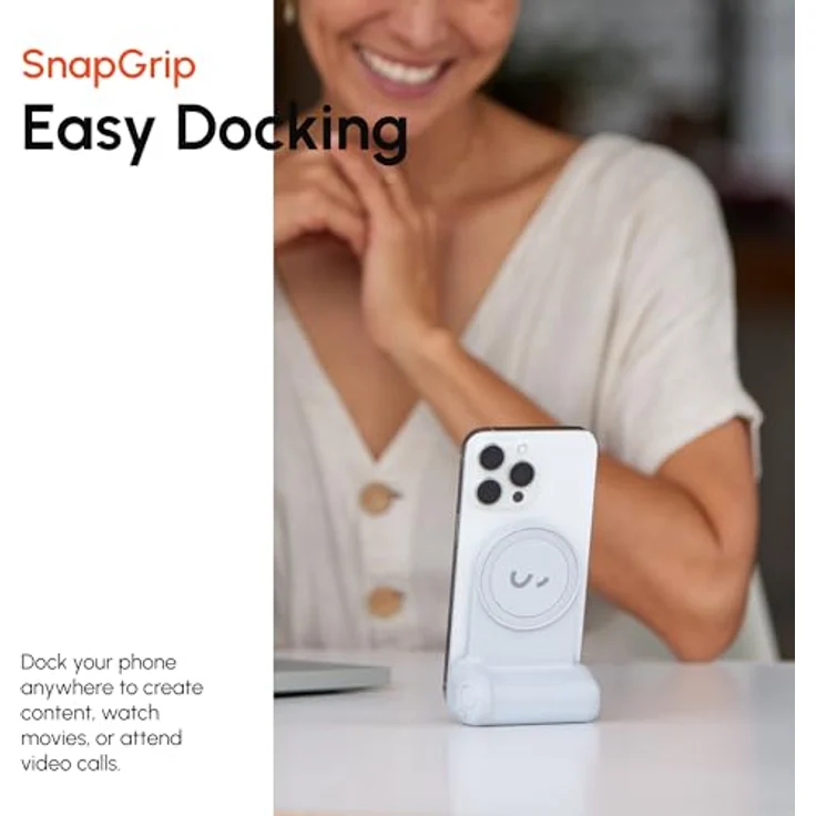 ShiftCam SnapGrip Pro Magsafe Halterung, Smartphone-Stativ mit ergonomischem DSLR-Griff, integrierter Bluetooth-Auslöser, Qi2 kabelloses Laden, 5000 mAh Akku, Schwarz – Bild 7