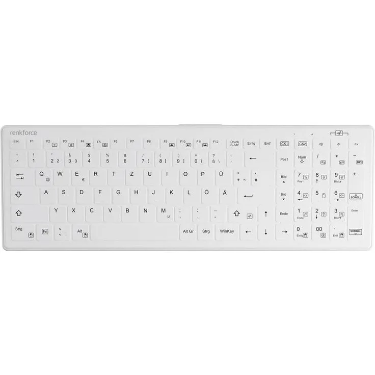 Renkforce RF-WPIK-500 USB Hygiene-Tastatur QWERTZ, kabelgebunden, wasserbeständig, antimikrobielles Silikon, weiss
