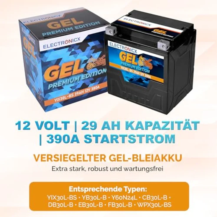Electronicx Extreme Edition GEL Motorradbatterie 29Ah 12V – wartungsfrei, auslaufsicher, vibrationsfest für Motorrad, Roller, Quad und ATV – Bild 5