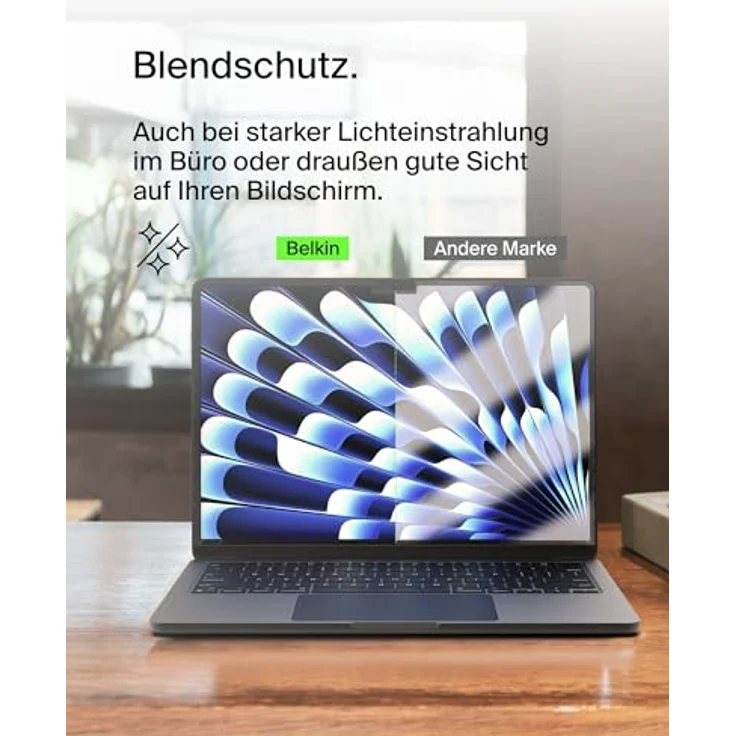 Belkin ScreenForce TruePrivacy Bildschirmschutz für MacBook Air 15" M2, entspiegelte Blickschutzfolie mit Silikonrand, Härtegrad 2H, leichter Anbringung und Wiederverwendbarkeit – Bild 5