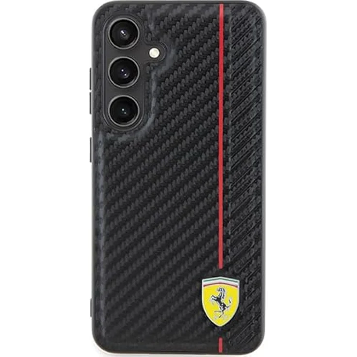 Ferrari Handyhülle Case Galaxy S24, Carbon-Look schwarz, Metall-Logo, 6,2 Zoll, Stoßfest, passgenau – Bild 3