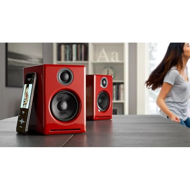 Audioengine A2 Plus, Kabellose Bluetooth-Desktop-Lautsprecher mit 60 W, individuellen Klangabstimmungen und Holzgehäuse – Bild 2