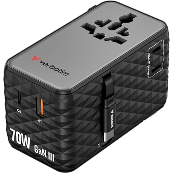 Verbatim Charge 'n' Travel 70W 2C, tragbares USB Ladegerät mit 2 USB-Ports, schwarz – Bild 3