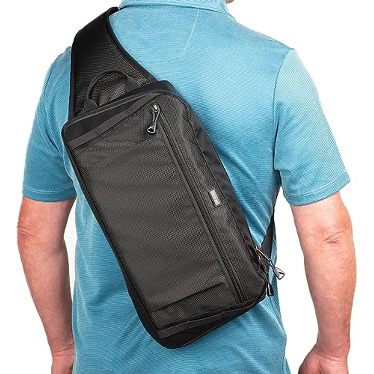 Think Tank PressPass Sling Bag für Kameras und Objektive, Schultertasche mit selbstschließenden YKK-RC-Sicherungsreißverschlüssen, schwarz – Bild 2