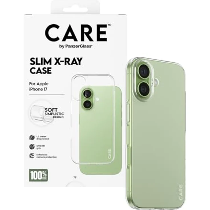 CARE by PanzerGlass Slim X-Ray Case für Apple iPhone 17, stoßfeste Schutzhülle aus recyceltem Kunststoff, kabelladesfähig, klar – Bild 5