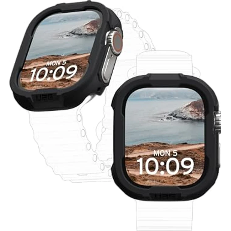 URBAN ARMOR GEAR Scout Case für Apple Watch Ultra / Ultra 2 (49mm) - Sturz- und Stoßsicher nach US-Militärstandard, Displayschutz, Schwarz – Bild 1