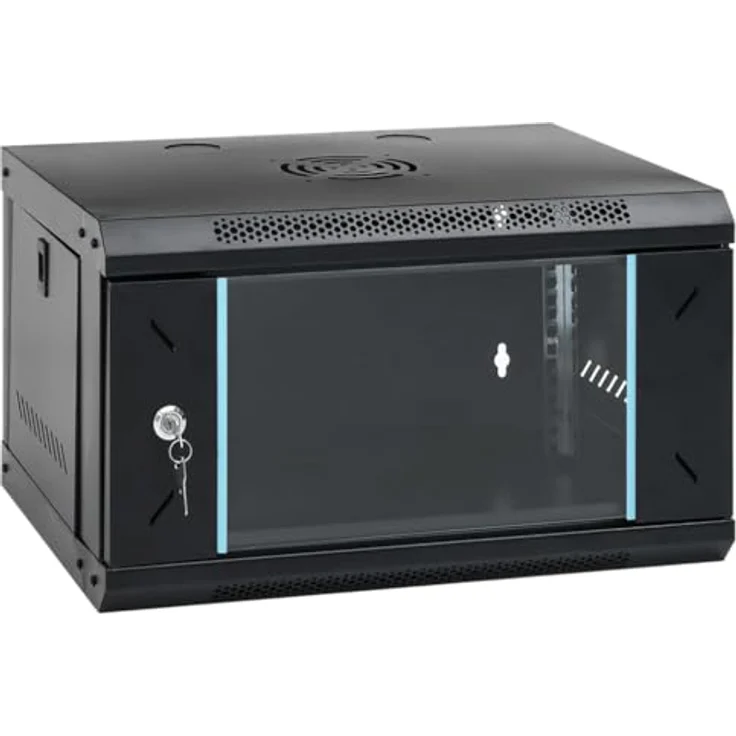 vidaXL 6U Wand Netzwerkschrank, Serverschrank Wandmontage, 19" Rack Server Schrank, Datenschrank Abschließbar, IP20 - vidaXL – Bild 1