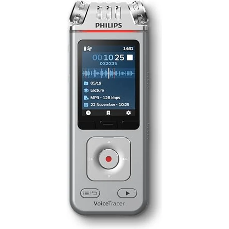 Philips DVT4115 VoiceTracer Audiorecorder mit cloudbasierter Spracherkennung von Sembly, 8 GB interner Speicher, Stereo-Mikrofone, MP3- und PCM-Stereoaufnahmen - Preisvergleich – Bild 2