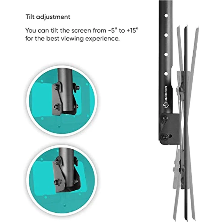 ONKRON N2L TV Deckenhalterung Halterung Decke 32-80 Zoll ausziehbar 717-3104 mm für Flach & Curved LED LCD QLED OLED Fernseher Monitore schwenkbar neigbar riesig VESA Schwarz – Bild 2