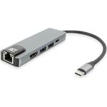 ACT USB C Docking Station 5-in-1 mit Aluminiumgehäuse, 4K @ 60Hz HDMI, 3-Port USB 3.0, USB Typ C 100W PD, LAN - AC7091, Silber