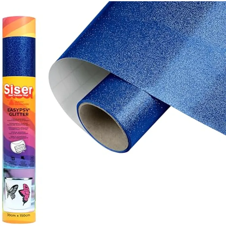 Siser EasyPSV® Glitter, selbstklebende Glitzerfolie in Marineblau für kreative Bastelprojekte