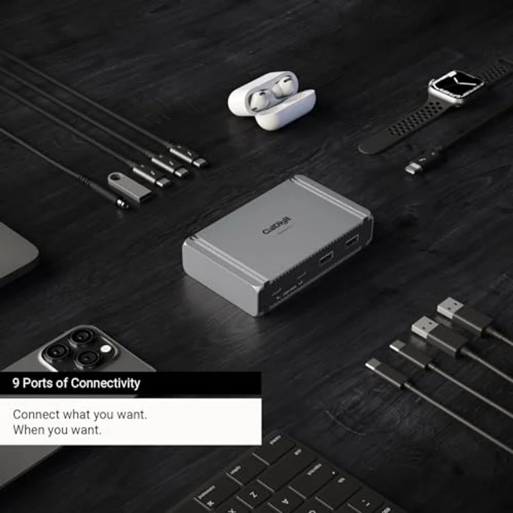 CalDigit E5 – Thunderbolt 5 Element 5 Hub – 9-Port mit 4 x Thunderbolt 5 / USB4 v2, 3 x USB-A & 2 x USB-C 10 Gb/s, unterstützt Single 8K und Dual 6K/8K Displays, 90 W Power Delivery, 0,8 m – Bild 5