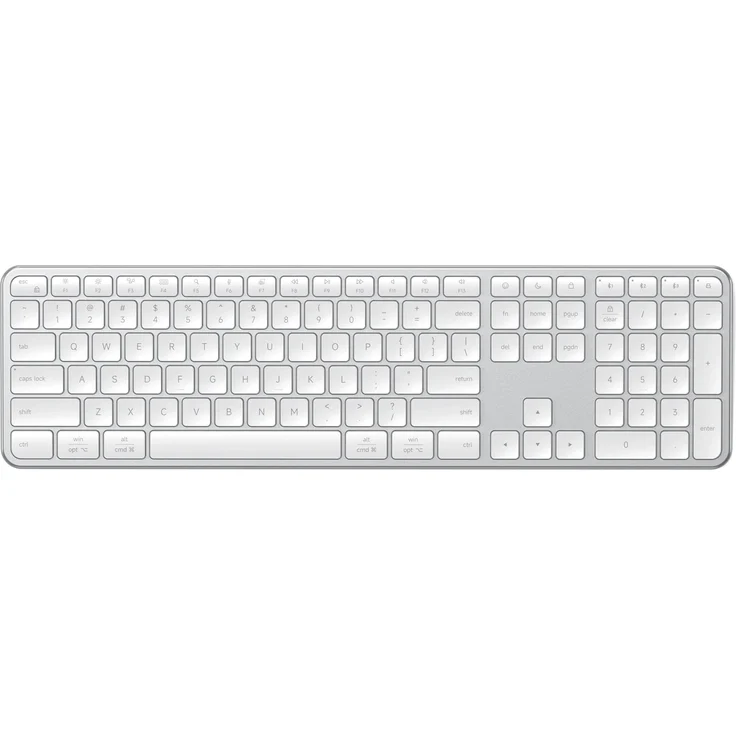 Satechi Slim EX3 Kabellose Tastatur, Kompakte Bluetooth-Tastatur mit Full-Size-Layout, Numpad und USB-C-Laden, Silber – Bild 1