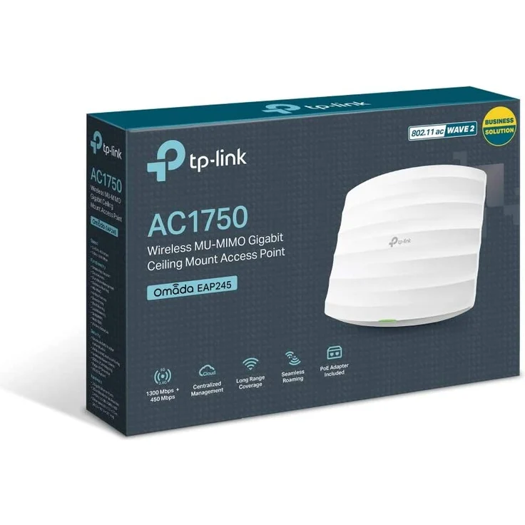 TP-Link EAP245 AC1750 WLAN Access Point (Dualband 1750 Mbit-s mit MU-MIMO, professionelles Design für sehr große Reichweite, passend für Wand- und Deckenmontage, unterstützt 802.3af PoE) weiß – Bild 5