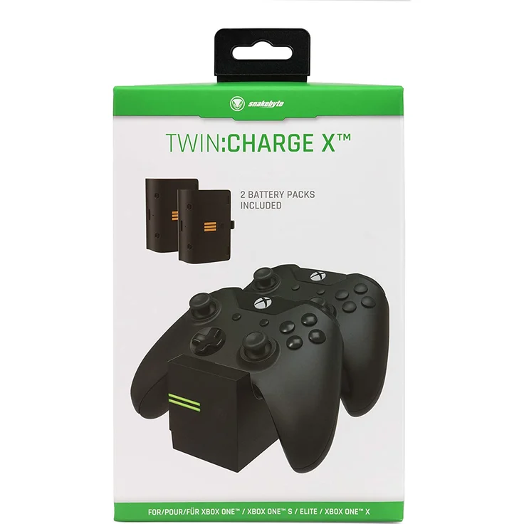 snakebyte Xbox One TWIN:CHARGE X - Ladegerät/Ladestation für Xbox One S/Xbox One X/Xbox One Elite Controller/Gamepads, 2 Akkus Wiederaufladbar 800 mAh, Dual Kanal Charge, LED-Ladezustandanzeige, Schwarz – Bild 5