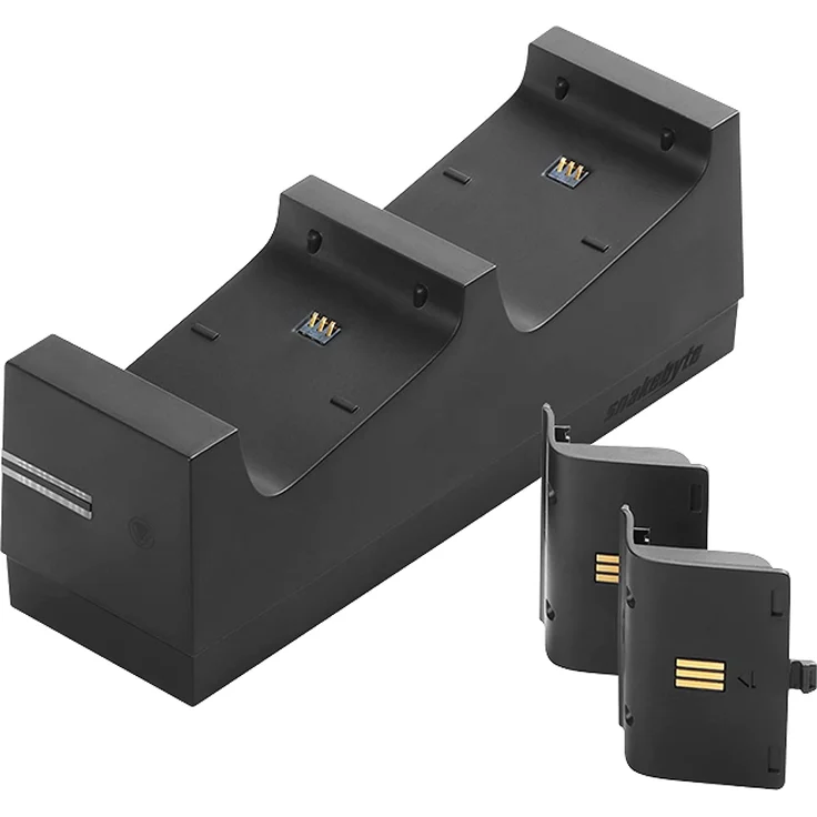 snakebyte Xbox One TWIN:CHARGE X - Ladegerät/Ladestation für Xbox One S/Xbox One X/Xbox One Elite Controller/Gamepads, 2 Akkus Wiederaufladbar 800 mAh, Dual Kanal Charge, LED-Ladezustandanzeige, Schwarz – Bild 3