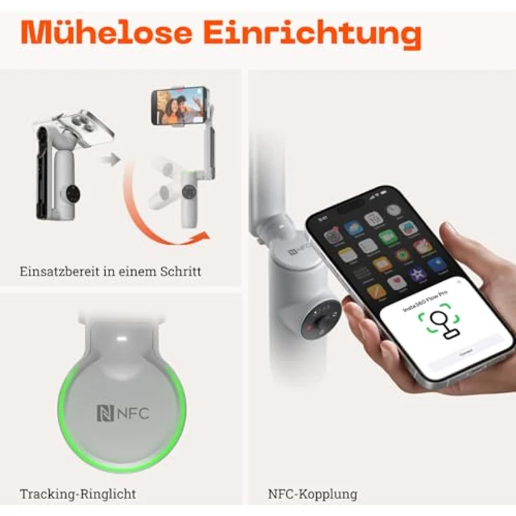 Insta360 Flow Pro - KI-gestützter Smartphone-Gimbal-Stabilisator mit 3-Achsen, Apple DockKit-Integration, Unbegrenztes 360°-Schwenk-Tracking, Stativ integriert, Zusammenklappbar & mobil – Bild 3
