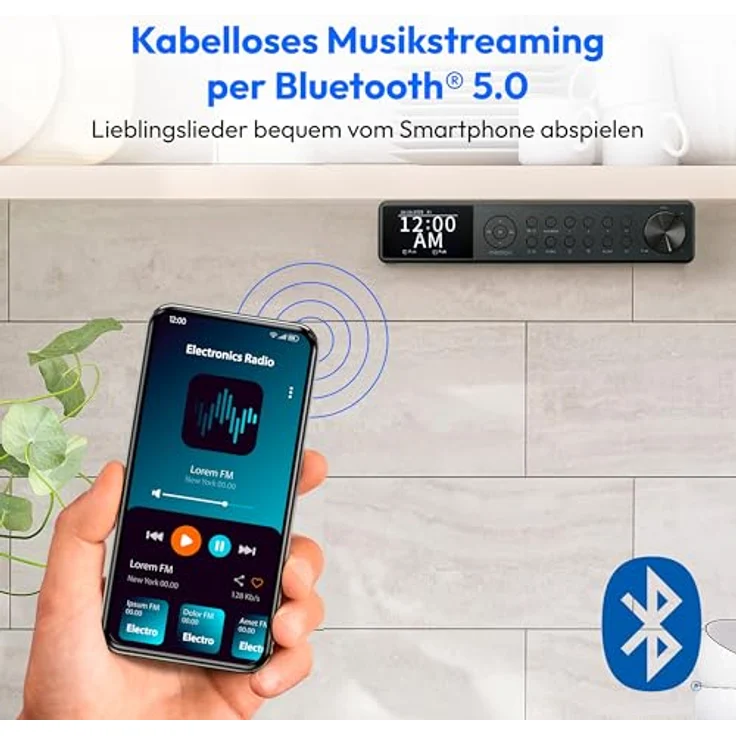 MEDION P66750 Küchen Unterbauradio (DAB+ Küchenradio, Bluetooth, dimmbares TFT Farbdisplay) - Schwarz – Bild 3