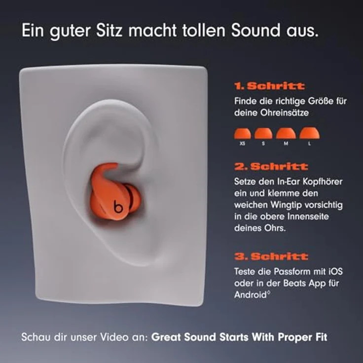 Beats Powerbeats Fit, kabellose In-Ear-Kopfhörer mit ANC, bis zu 30h Akkulaufzeit, spritzwasserfest, Grau – Bild 3