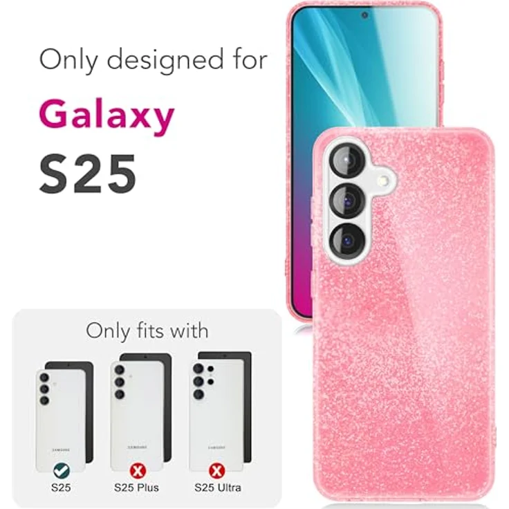 Nalia ShinePop Smartphone-Hülle für Samsung Galaxy S25, glänzende Glitzer Hülle mit 3-in-1-Schutz und Wireless Charging kompatibel – Bild 6