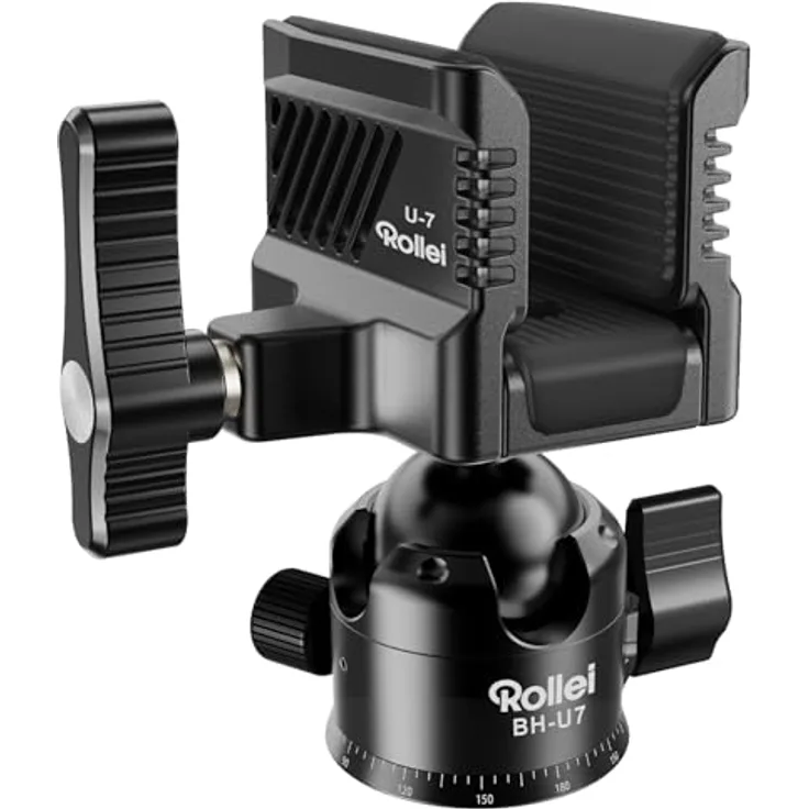 Rollei Gewehrklemme BH-U7, 360° Drehung mit Kugelkopf, 10 kg Tragkraft, Spannweite 3–7 cm, Aluminium & Gummi, 600 Gramm