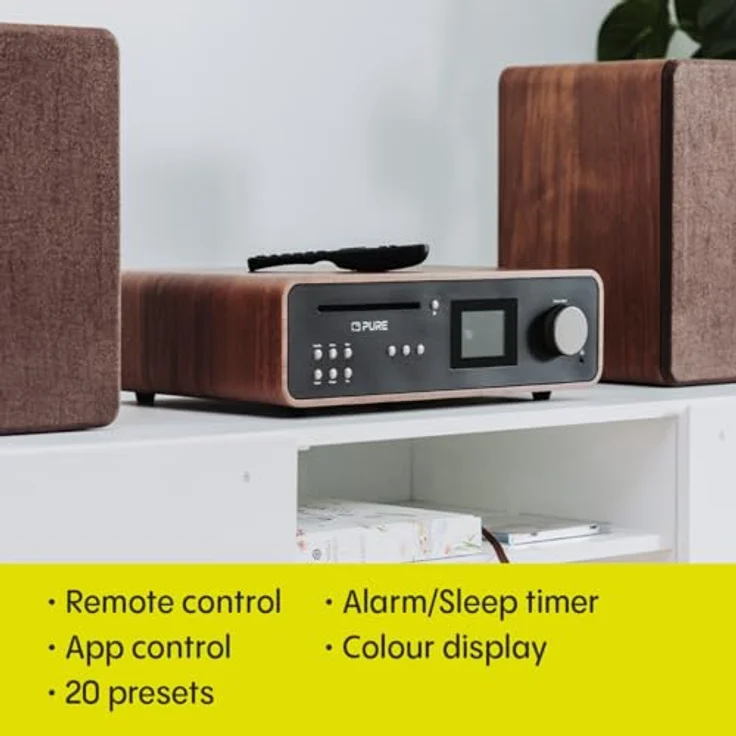 Pure Classic Stereo HiFi Music System (100W Sound, Internet Radio, DAB+/FM, Bluetooth, CD Player, USB and Spotify Connect) Coffee Black/Walnut – Bild 5