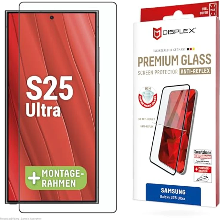 Displex Schutzglas für Samsung Galaxy S25 Ultra, Montagerahmen, Premium Glass Anti Reflex, kratzer-resistent, hüllenfreundlich – Bild 1