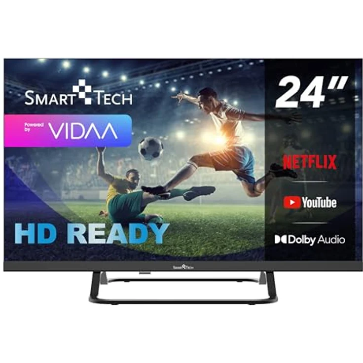 Smart Tech 24HV02V, 24 Zoll HD Smart TV mit 3xHDMI, 2xUSB, Hotel Mode und Streamingdiensten wie Netflix, YouTube, Disney+ – Bild 1