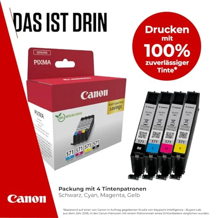 Canon CLI-571 Tintenpatronen Multipack, BK/C/M/Y, Originale Tinte für hochwertige Druckergebnisse – Bild 2