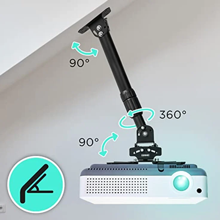 Duronic PB04XL Beamer Halterung | Projektor Deckenhalterung | Universal Wandhalterung | Halterung für Video-Projektor | drehbar und schwenkbar | Heimkino | Traglast bis zu 13,6 kg | 360° Rotation – Bild 5