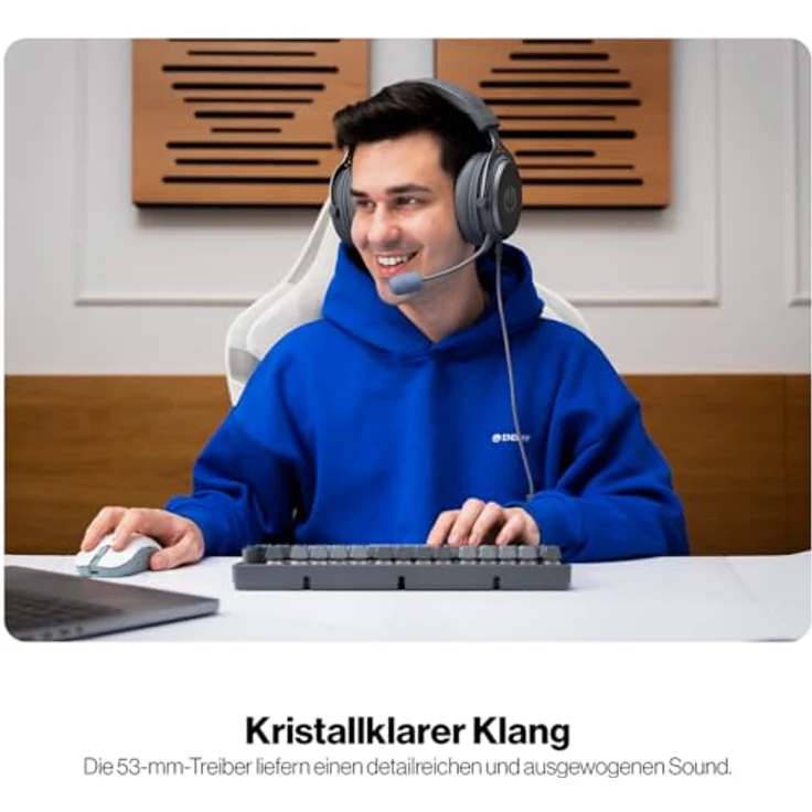 ENDORFY VIRO Plus USB Alt Gray, Gaming Over-Ear-Kopfhörer mit 53 mm Treibern, abnehmbarem Mikrofon und USB 7.1-Soundkarte, austauschbaren Stoffohrpolstern, abnehmbarem Kabel – Bild 4