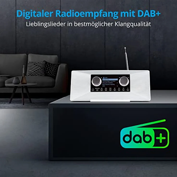 MEDION P85333 Internetradio mit DAB+ (WLAN, UKW, Spotify Connect, Amazon Music, USB, Kopfhörer-Anschluss, AUX, Stereo Line-Out Cinch, Sleep Timer) weiß – Bild 3