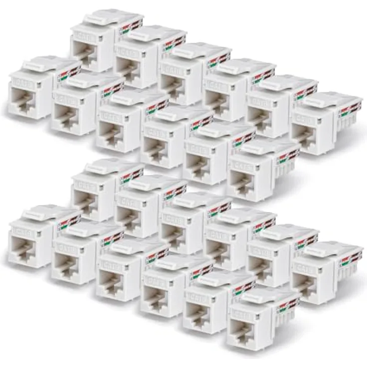 StarTech Cat6 Keystone Jack 24er-Pack, UTP, 90° LSA Anschluss, für LAN Verkabelung, Weiß