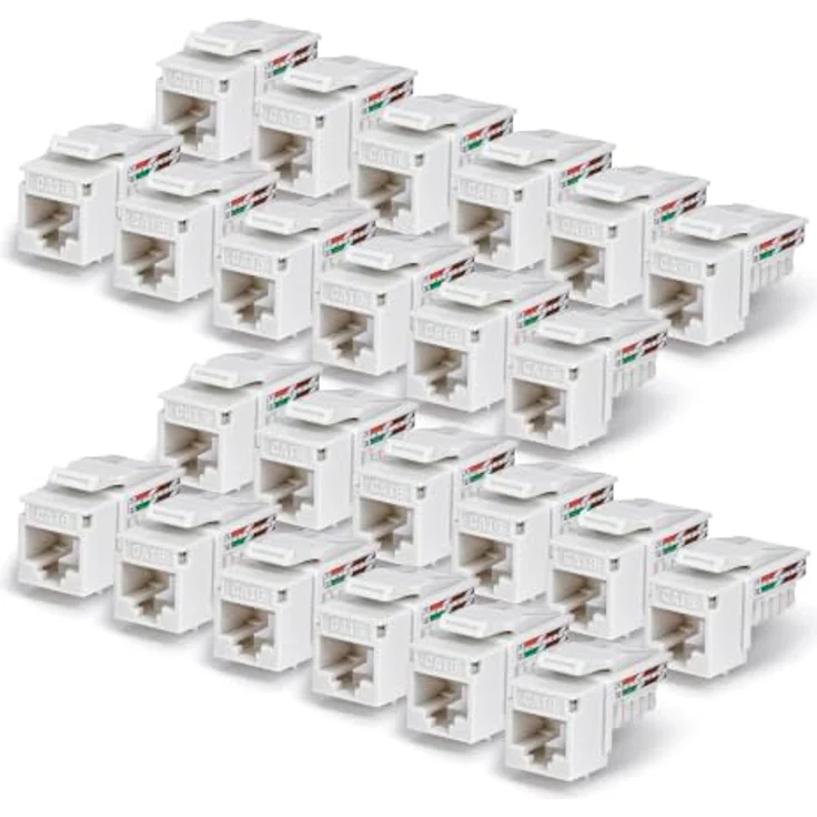 StarTech Cat6 Keystone Jack 24er-Pack, UTP, 90° LSA Anschluss, für LAN Verkabelung, Weiß – Bild 1