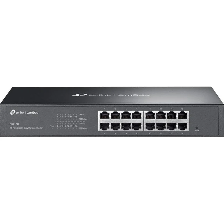 TP-Link ES216G Omada 16-Port Gigabit Easy Managed Switch, Netzwerk Switch mit cloudbasierter zentraler Verwaltung, Schwarz – Bild 1