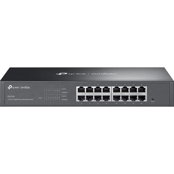 TP-Link ES216G Omada 16-Port Gigabit Easy Managed Switch, Netzwerk Switch mit cloudbasierter zentraler Verwaltung, Schwarz