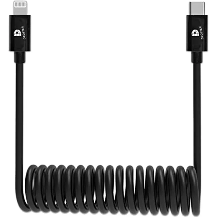 Deqster USB-C Kabel, USB-C zu USB-C, 80 cm, gewickelt, Schwarz – Bild 2