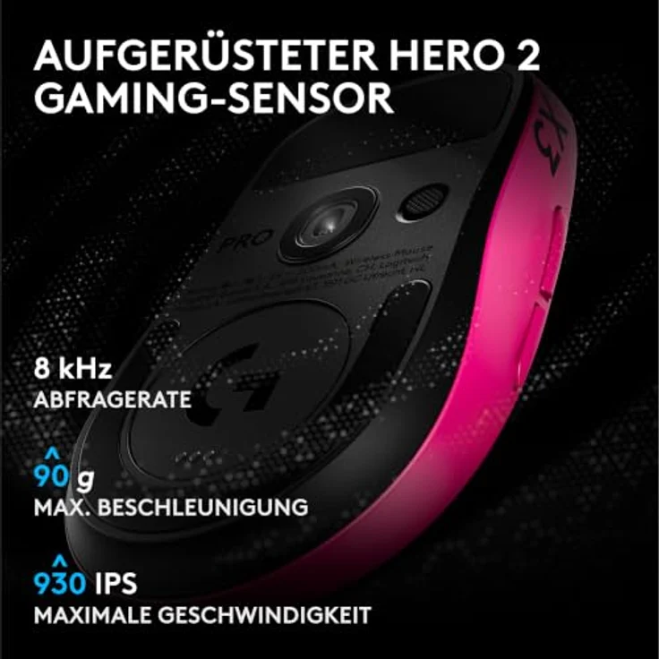 LOGITECH G PRO X3 SUPERSTRIKE Gaming-Maus, Pink Eclipse, kabellos, HERO 2 Sensor, 135 Stunden Akkulaufzeit – Bild 8