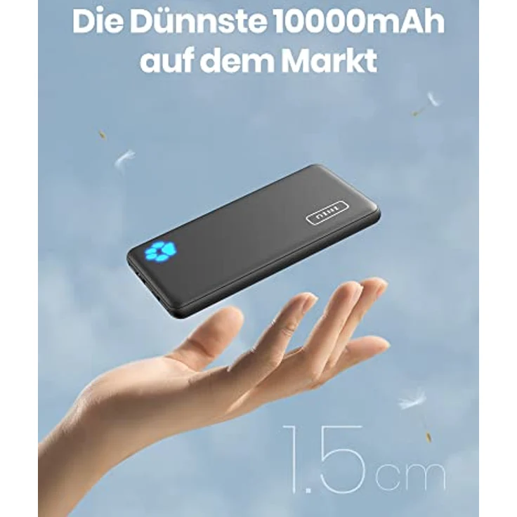 INIU Power Bank, Ultra Slim 10000mAh Powerbank Klein Aber Stark, USB C (In & Output), Externe Handyakkus Triple 3A with Flashlight, Kompatibel mit iPhone 14 13 12 11 X Pro Max Samsung Huawei Xiaomi – Bild 2