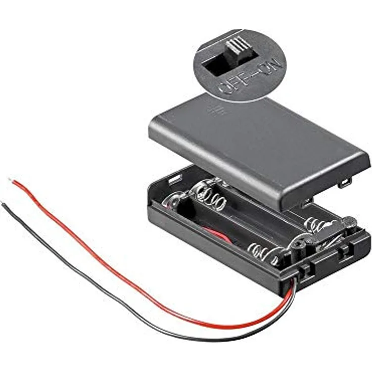 Wentronic Batteriehalter, 3x Micro AAA - geschlossenes Gehäuse mit Schalter