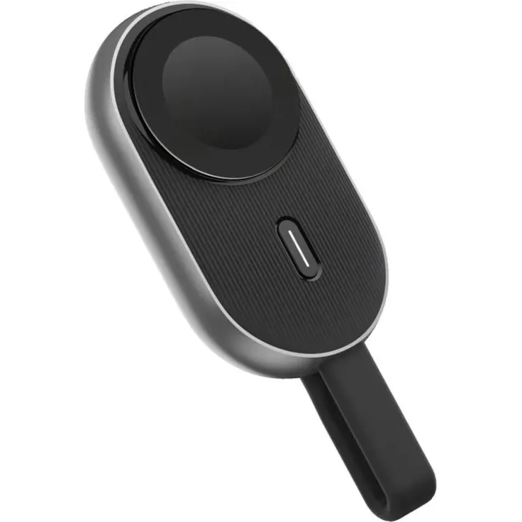 Forcell F-Energy Mini Power Watch 1200mAh Schwarz, Kompakte Powerbank für Apple Watch mit integriertem USB-C-Kabel