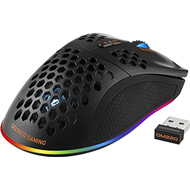 Deltaco Gaming DM220 (Kabellos, Kabelgebunden), Maus, Schwarz - Leicht & Kabellos, RGB-Beleuchtung, bis zu 60 Stunden Spielzeit – Bild 2