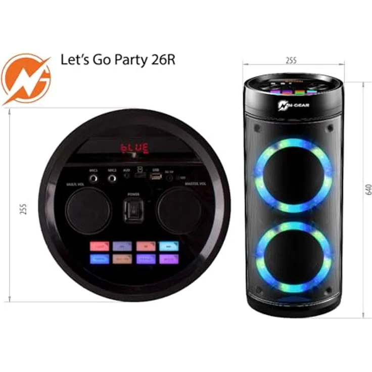 N-Gear LGP23 Bluetooth-Lautsprecher, Party Playback-Mikro-LED, Karaoke, schwarz – Bild 4