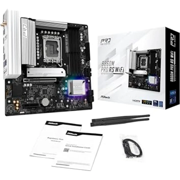 ASRock B860M Pro RS Wifi 1851 mATX HDMI/DP DDR5 Mainboard, Intel XMP support, Dual DDR5-5600, WiFi 6E & Bluetooth 5.3, Realtek RTL8125BG 2.5 Gigabit LAN, HDMI 2.1, schwarz – Bild 7