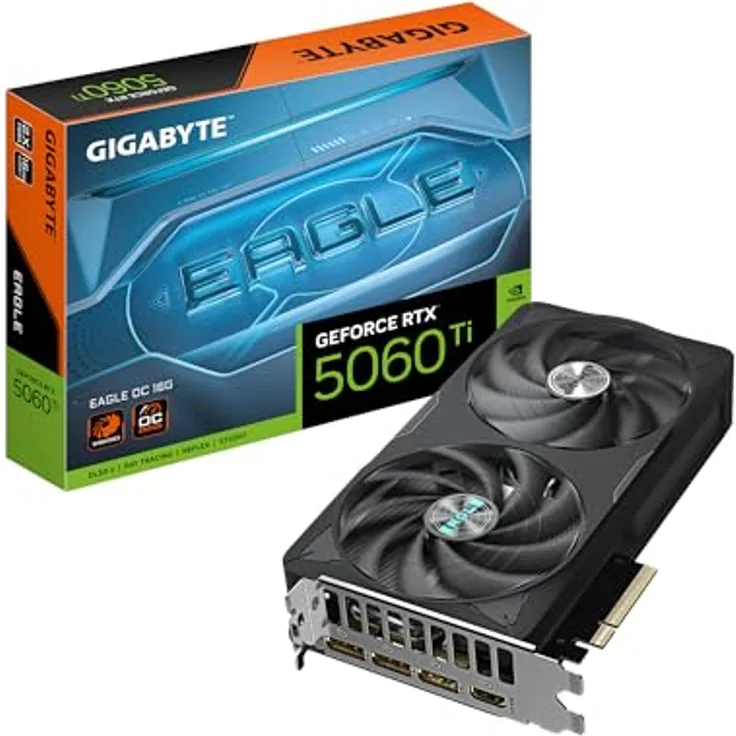 Gigabyte GeForce RTX 5060 Ti Eagle OC 16G Grafikkarte – 16 GB GDDR7, 128 Bit, PCI-E 5.0, 2617 MHz, 3 x DisplayPort, 1 x HDMI, WINDFORCE Kühlsystem