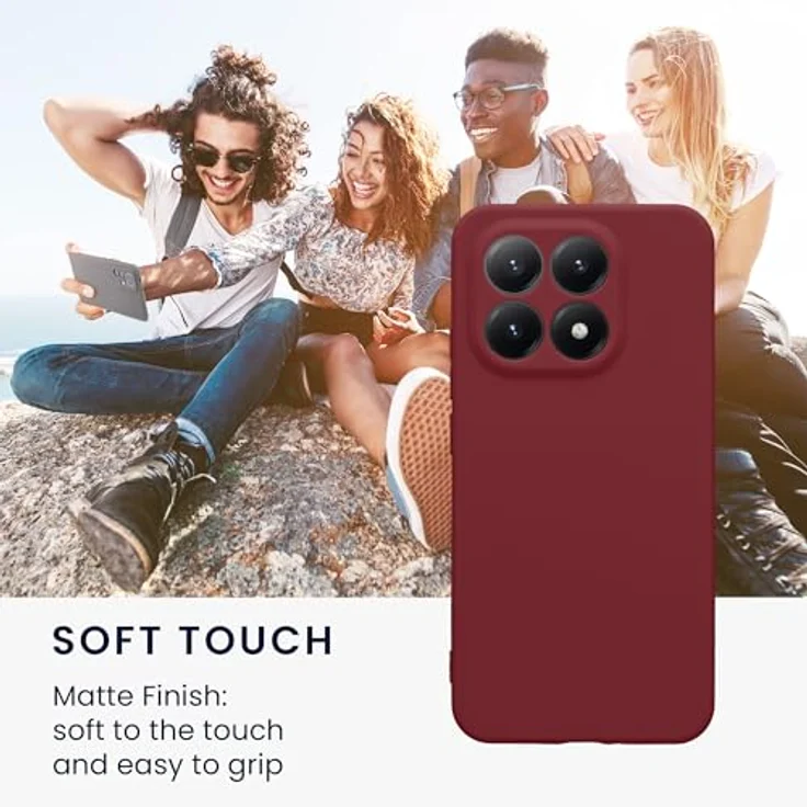 kwmobile Handyhülle kompatibel mit Xiaomi 15T - weiches Silikon Case in Bordeaux Violett, reißfest und rutschfest, präzise Ausschnitte für Knöpfe und Kamera – Bild 4