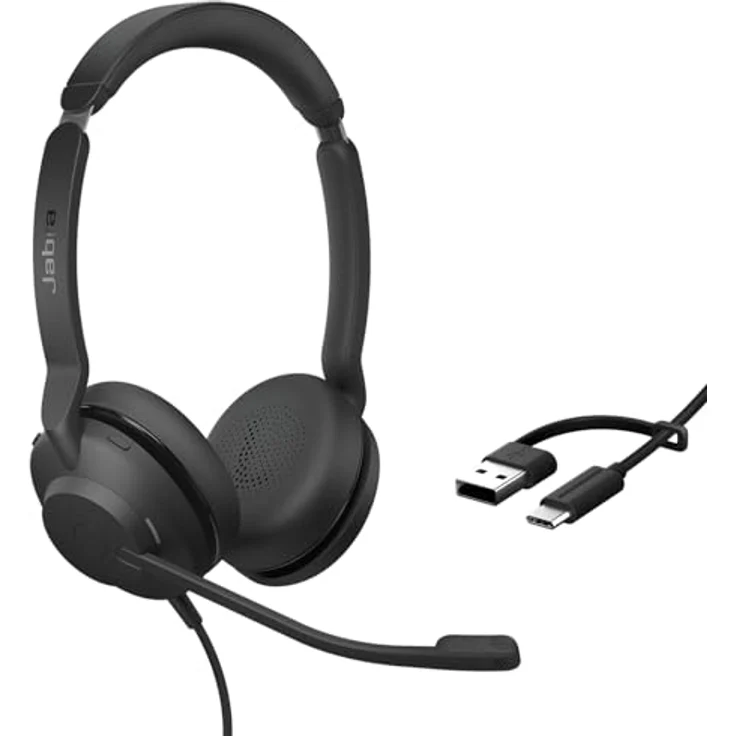 Jabra Evolve2 30 SE, Kabelgebundenes On Ear Headset mit Mikrofon-Rauschunterdrückung, Noise Cancelling, Schwarz, USB-A und USB-C – Bild 1