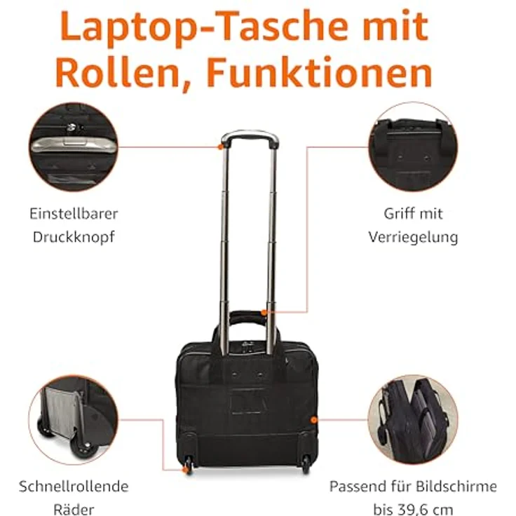 AmazonBasics Laptop ZH1310215R3 -Rollkoffer - Trolley für Notebooks bis 16'',Schwarz – Bild 4