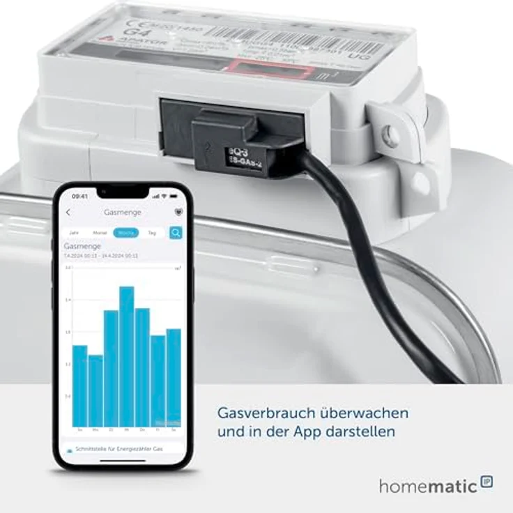 Homematic IP HmIP-ESI-GAS, Schnittstelle für Gaszähler zur Verbrauchsüberwachung mit Smart Home Integration, Weiß – Bild 2