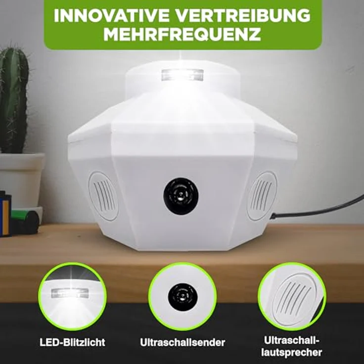 ISOTRONIC® Marderschreck Ultraschallgerät für 2 x 100 qm, Steckdosenbetrieb, LED-Licht, Mäuseabwehr für Dachboden, Haus, Garage, seit 1979 – Bild 2